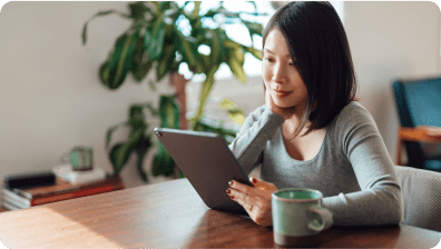Patient looking at tablet
